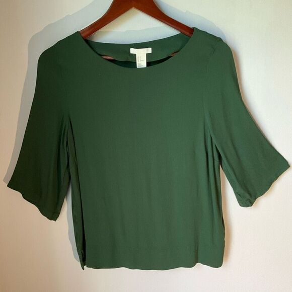 H&M Boatneck 3/4 Length Wide Sleeve, 4. Forest Green. Great TShirt Alternative! - Picture 7 of 13